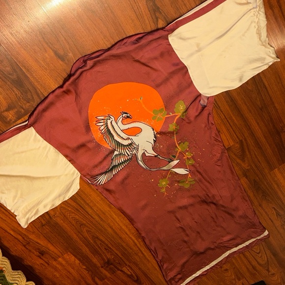 FREE PEOPLE Moon Dance Maxi Kimono Rising Sun Phoenix Silky DusterOS HTF Rare - Picture 15 of 16